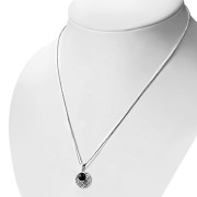 Black Onyx cab Round Celtic Knot Silver Pendant, p498