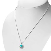 Turquoise Round Celtic Knot Silver Pendant, p498
