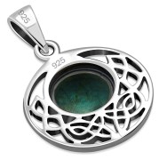 Turquoise Round Celtic Knot Silver Pendant, p498