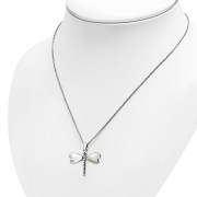 Mother of Pearl Dragonfly Silver Pendant, p499