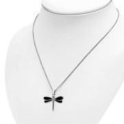 Black Onyx Dragonfly Silver Pendant, p499