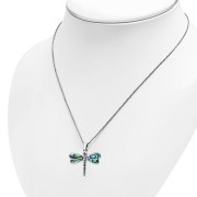 Abalone Dragonfly Silver Pendant, p499