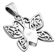 Ethnic Butterfly Silver Pendant, set w Mother of Pearl