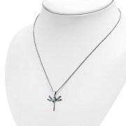 Abalone Shell Dragonfly Silver Pendant, p505