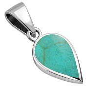 Turquoise Pear Shaped Drop Silver Pendant, p507