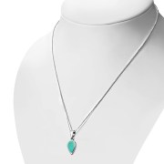 Turquoise Pear Shaped Drop Silver Pendant, p507