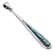 Long Abalone Shell Drop Sterling Silver Pendant, p509