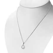 Mother of Pearl Drop Greek Key Silver Pendant, p510