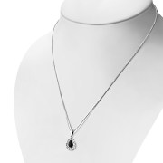 Black Onyx Drop Greek Key Silver Pendant, p510