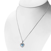 Abalone Heart Greek Key Silver Pendant, p511