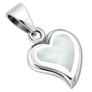 Mother of Pearl Heart Silver Pendant, p512