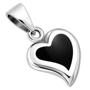 Black Onyx Heart Silver Pendant, p512