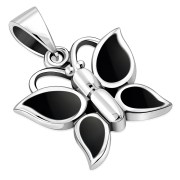 Black Onyx Butterfly Silver Pendant, p513