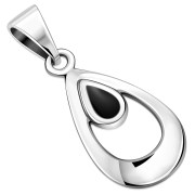 Black Onyx Drop Silver Pendant, p516
