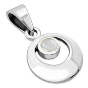 Mother of Pearl Round Silver Pendant, p517