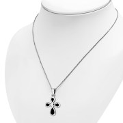 Black Onyx Silver Cross Pendant, p526