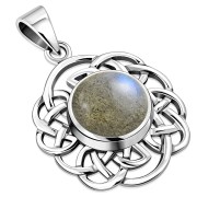 Round Celtic Knot Silver Pendant set w/ Labradorite, p497