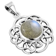 Round Celtic Knot Silver Pendant set w/ Labradorite, p497