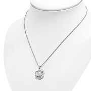 Round Celtic Knot Silver Pendant, set w Mother of Pearl