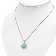 Round Celtic Knot Silver Pendant set w/ Turquoise, p529