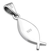 Black Onyx Silver Jesus Fish Pendant, p531