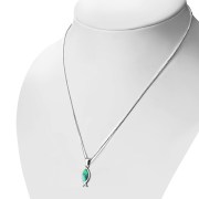 Abalone Silver Jesus Fish Pendant, p531