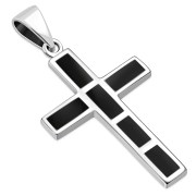 Black Onyx Silver Cross Pendant, p532