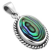 Abalone Oval Silver Pendant, p538