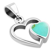 Turquoise Hearts Sterling Silver Pendant, p547