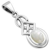 Mother of Pearl Celtic Knot Silver Pendant, p550