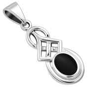 Black Onyx Celtic Knot Silver Pendant, p550