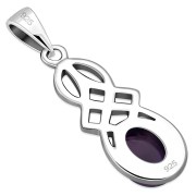 Small Amethyst Genuine Stone Celtic Silver Pendant, p554