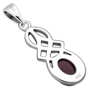 Small Garnet Celtic Silver Pendant, p554