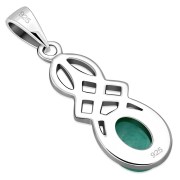 Small Green Agate Celtic Silver Pendant, p554