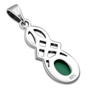 Small Green Agate Celtic Silver Pendant, p554