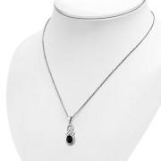 Small Black Onyx Celtic Silver Pendant, p554
