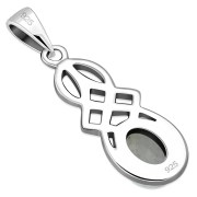 Small Rainbow Moonstone Celtic Silver Pendant, p554