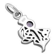 Tiny Amethyst Celtic Thistle Silver Pendant, p555