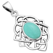 Turquoise Celtic Knot Silver Pendant, p562
