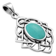 Turquoise Celtic Knot Silver Pendant, p562
