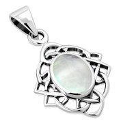 Mother of Pearl Celtic Knot Silver Pendant, p563