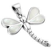 Mother of Pearl Dragonfly Silver Pendant, p567