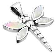 Mother of Pearl Dragonfly Silver Pendant, p569