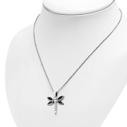 Black Onyx Dragonfly Silver Pendant, p569