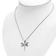 Abalone Dragonfly Silver Pendant, p569