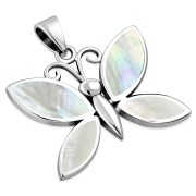 Mother of Pearl Butterfly Silver Pendant, p570