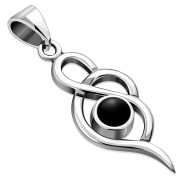 Black Onyx Small Silver Pendant, p574