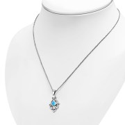 Synthetic Azure Opal Ethnic Sterling Silver Drop Pendant, p547