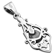 Black Onyx Ethnic Sterling Silver Drop Pendant, p547