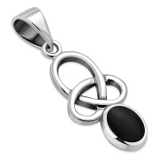 Black Onyx Celtic Knot Silver Pendant, p579